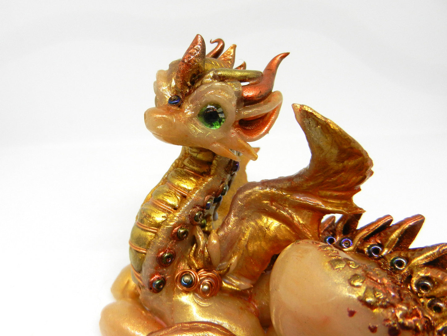 Translucent and gold dragon unique figurine