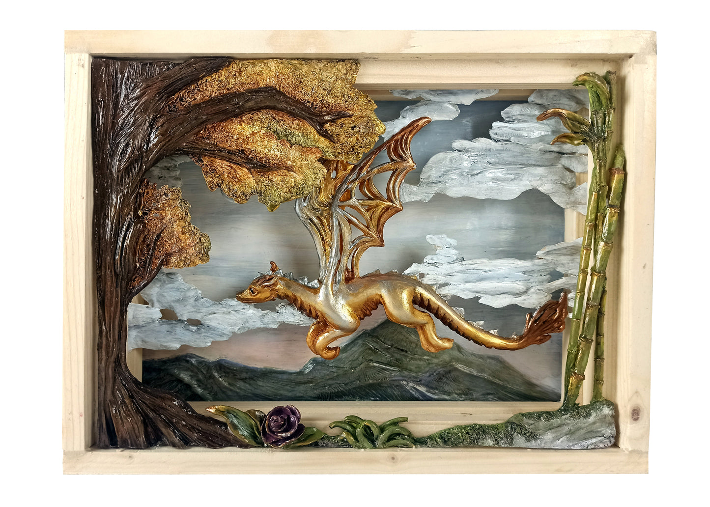 Cadre lumineux d'un dragon volant