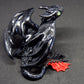 Black dragon sitting down unique figurine