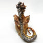 Gold and silver sitting down dragon unique figurine