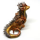 Gold and silver sitting down dragon unique figurine