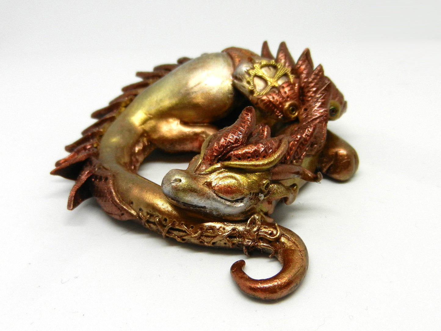 Sleeping golden dragon unique figurine