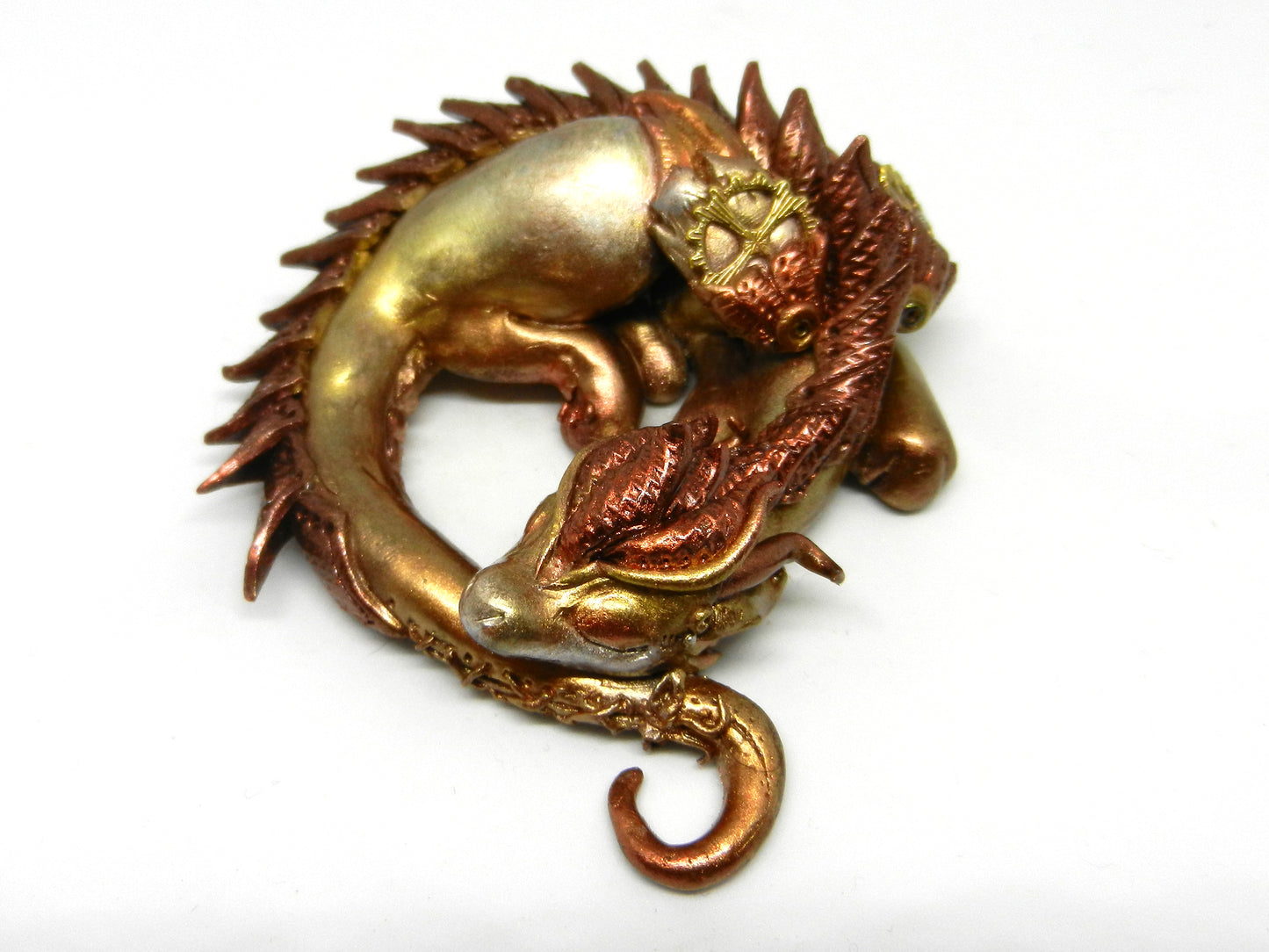 Sleeping golden dragon unique figurine