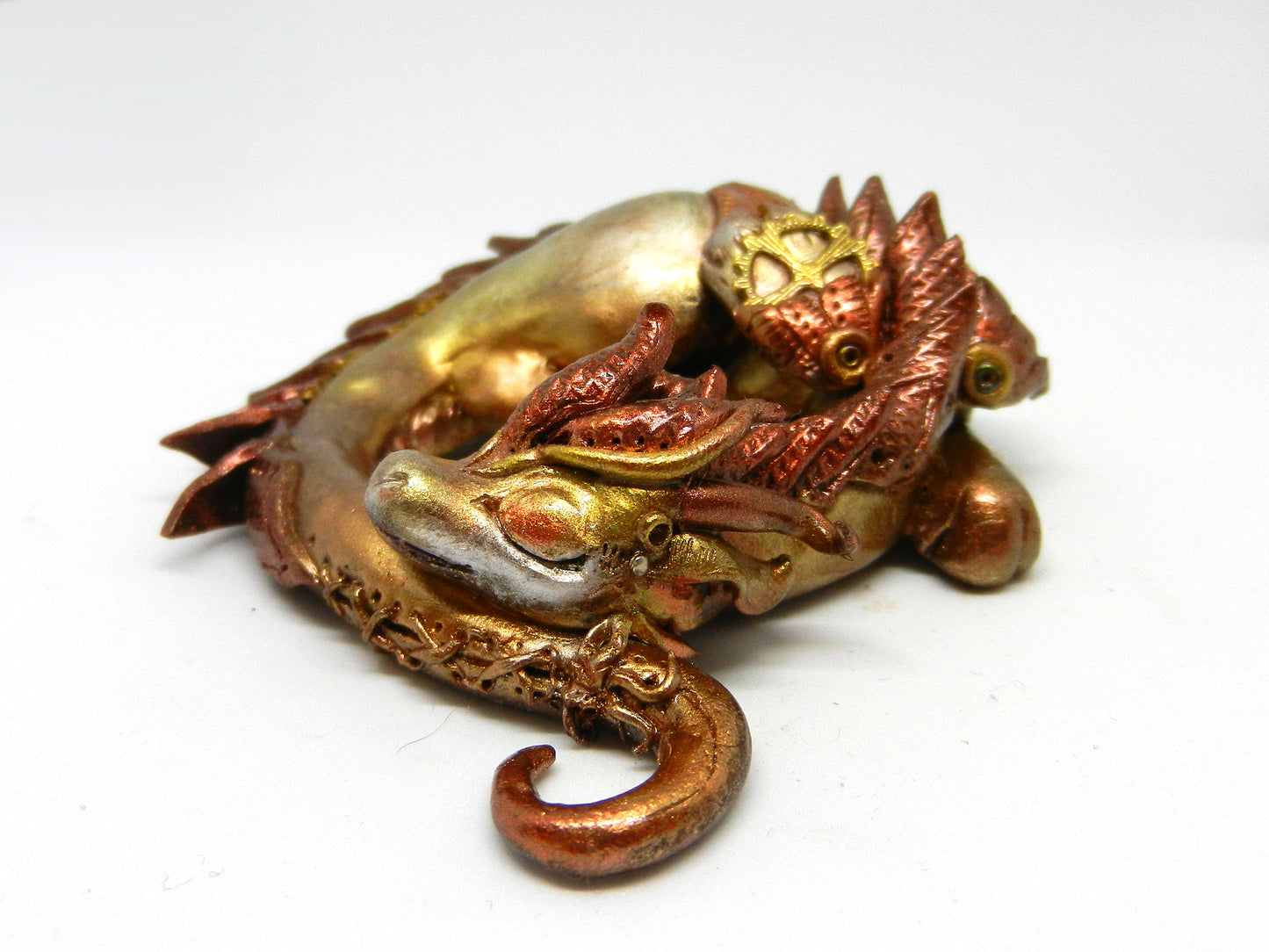 Sleeping golden dragon unique figurine