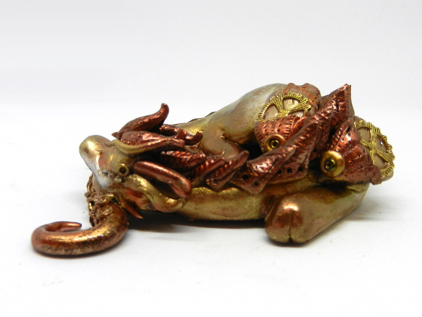 Sleeping golden dragon unique figurine