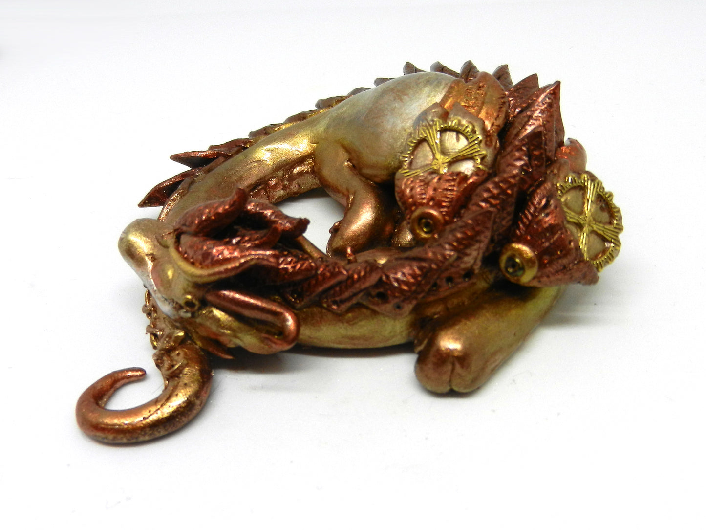 Sleeping golden dragon unique figurine