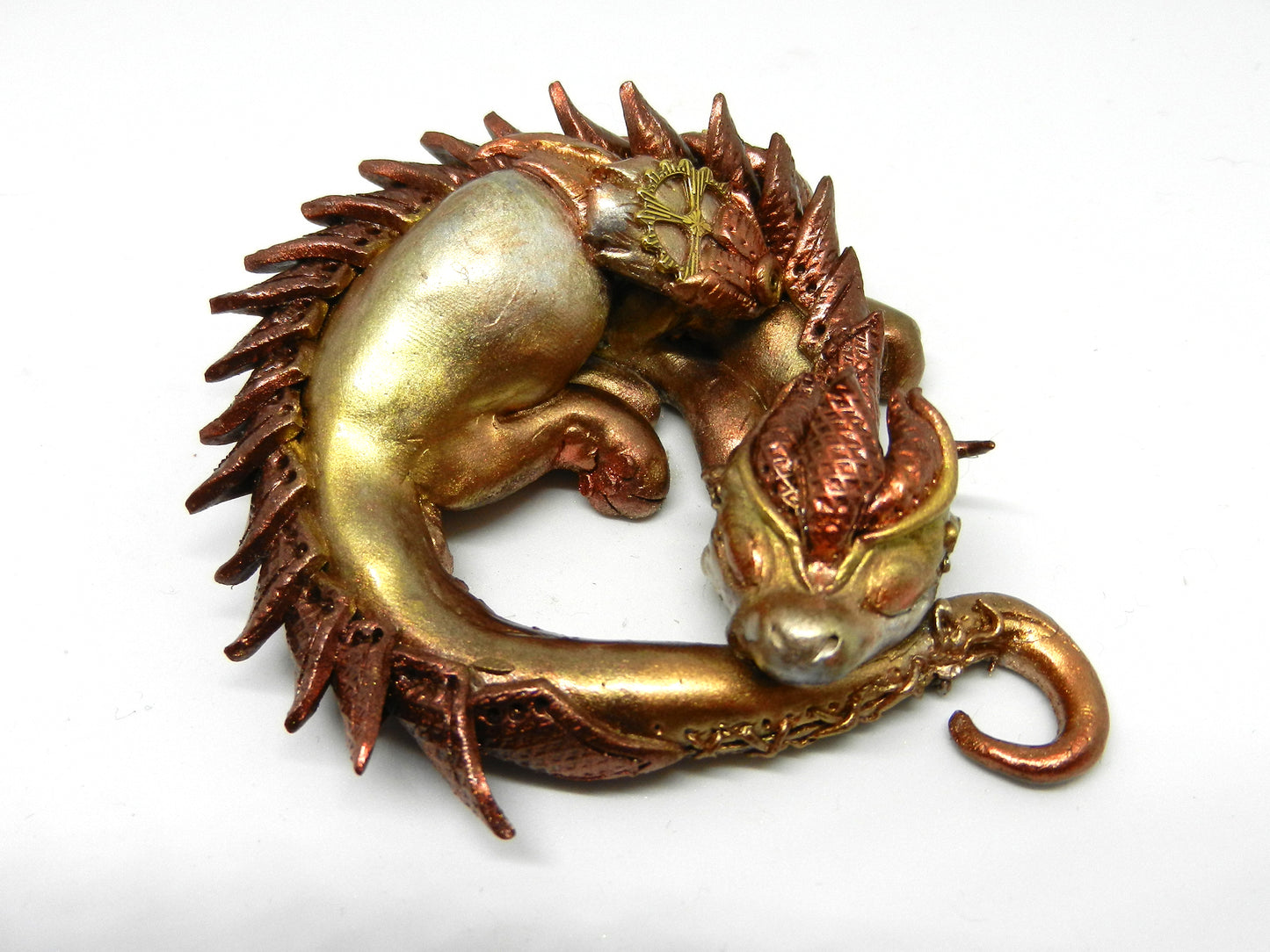 Sleeping golden dragon unique figurine