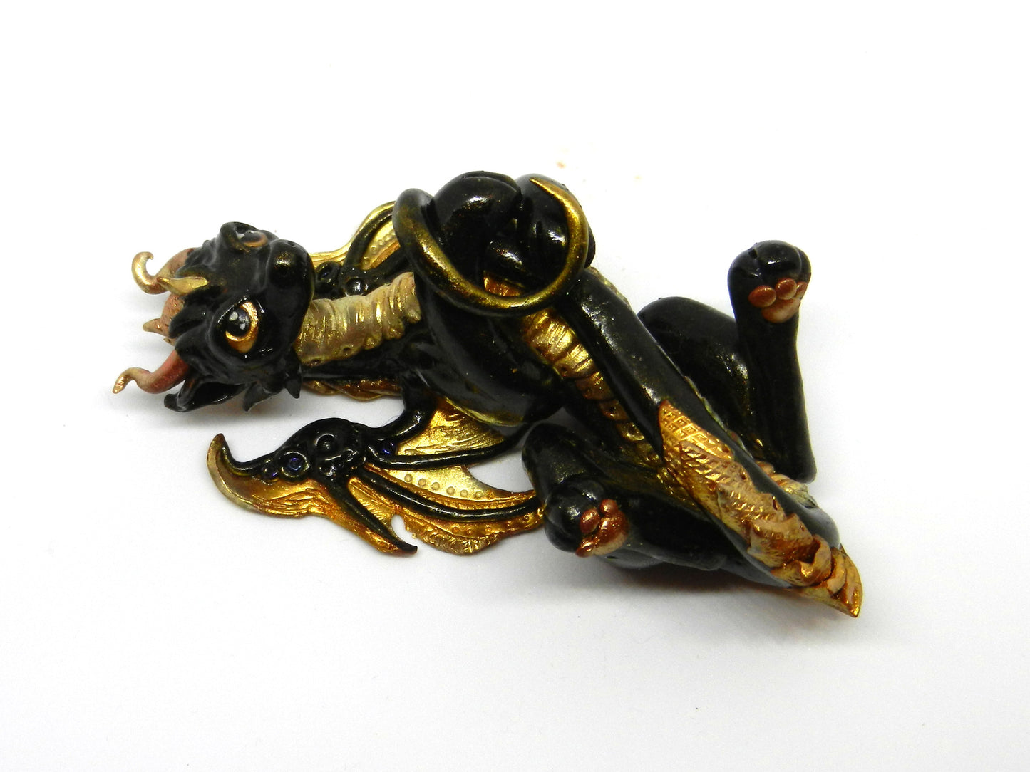 Black and gold dragon unique figurine