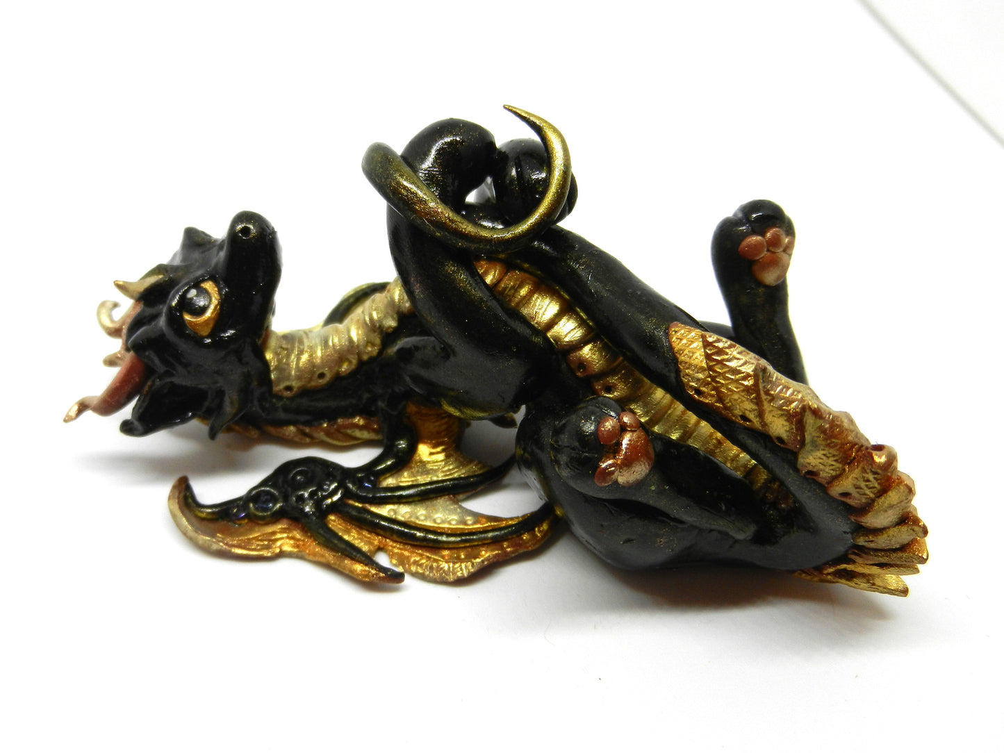 Black and gold dragon unique figurine