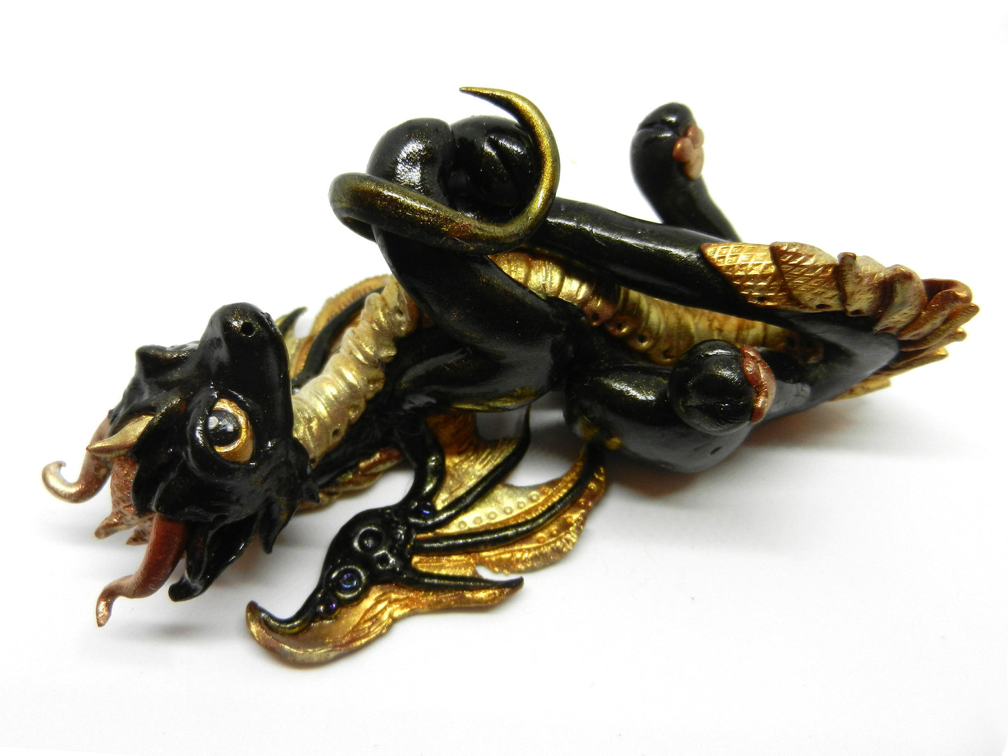 Black and gold dragon unique figurine