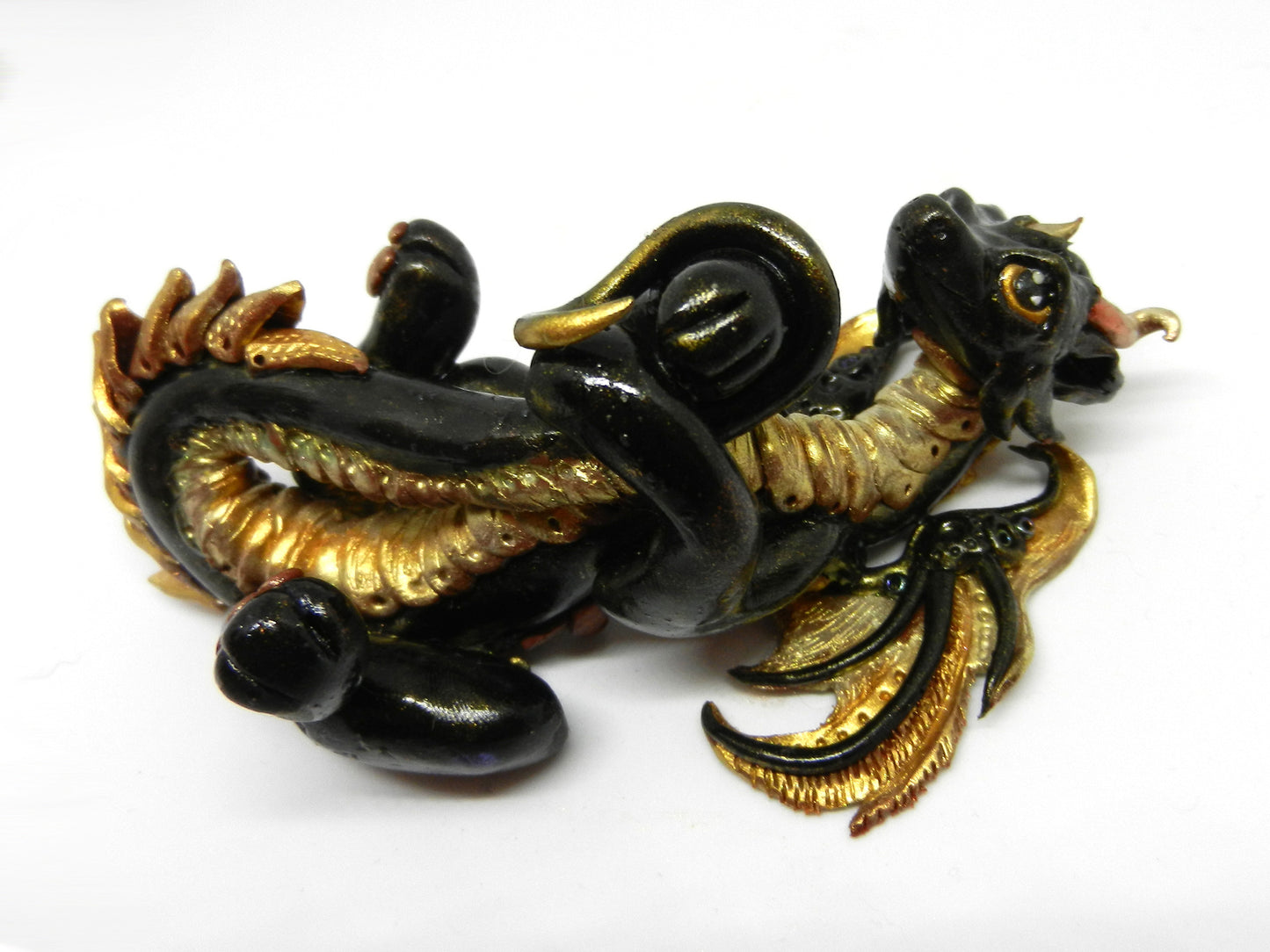 Black and gold dragon unique figurine