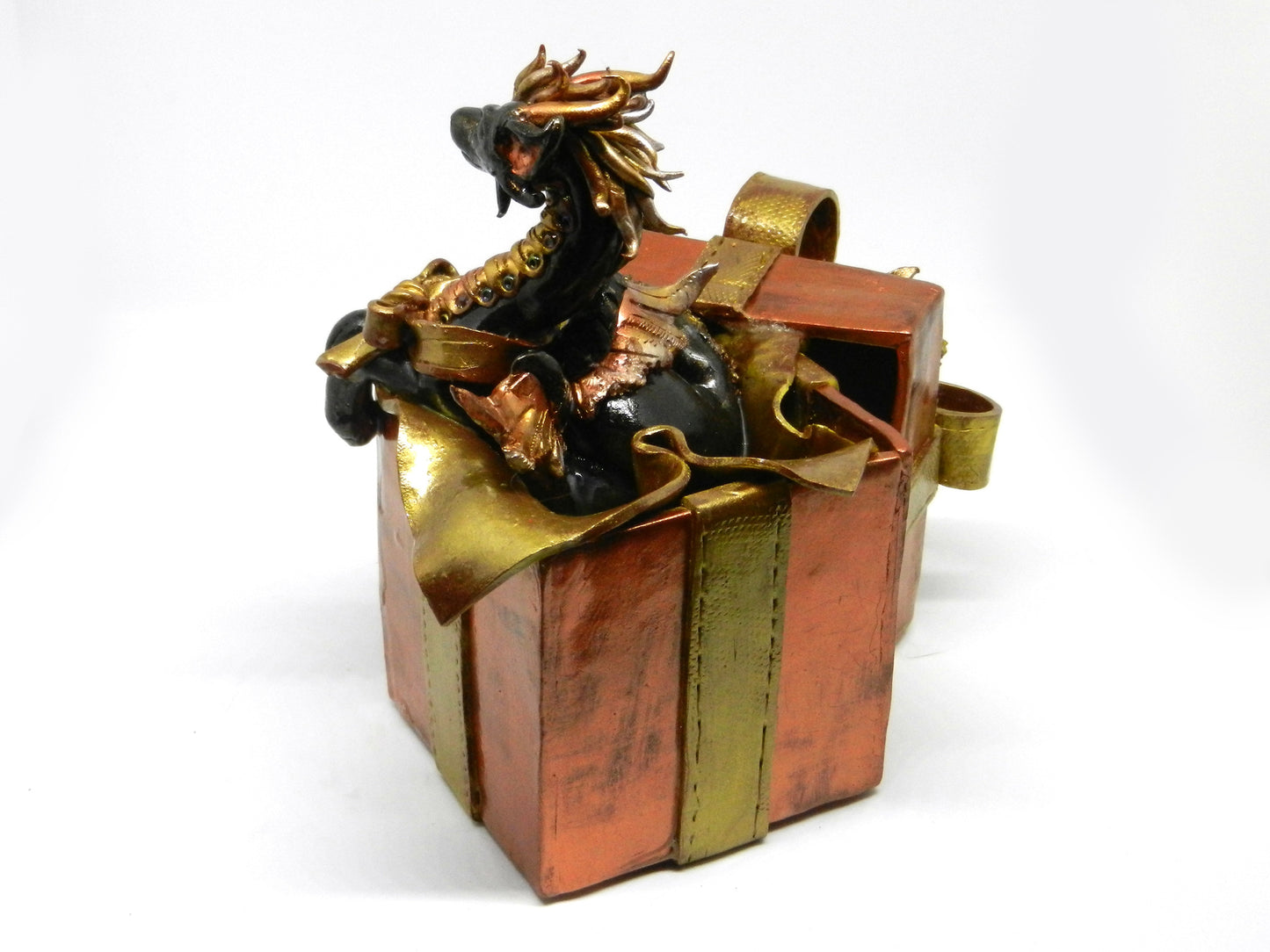 Black and gold dragon in gift box unique figurine