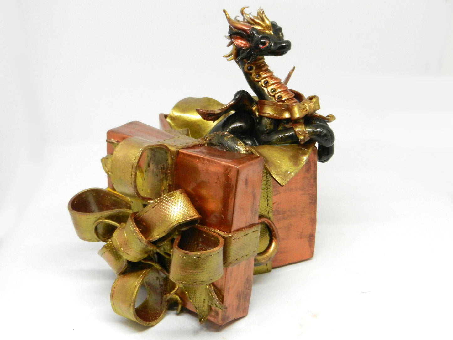 Black and gold dragon in gift box unique figurine