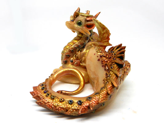 Translucent and gold dragon unique figurine