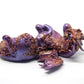 Violet and copper dragon unique figurine with floral design