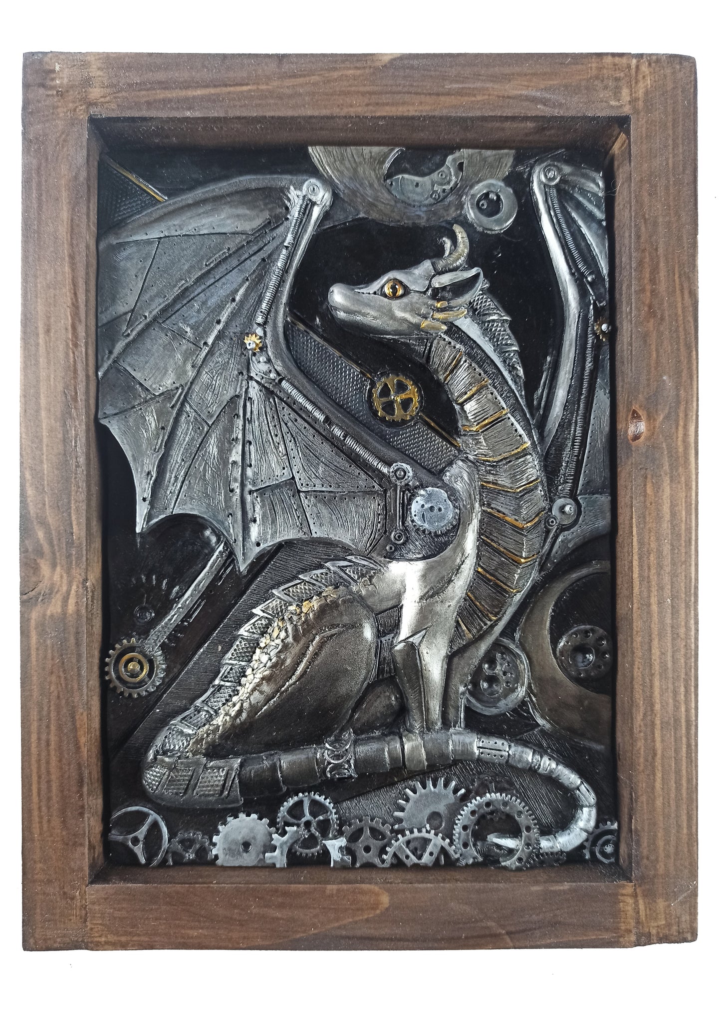 Bas-relief Steampunk dragon