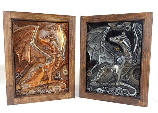 Bas-relief Steampunk dragon