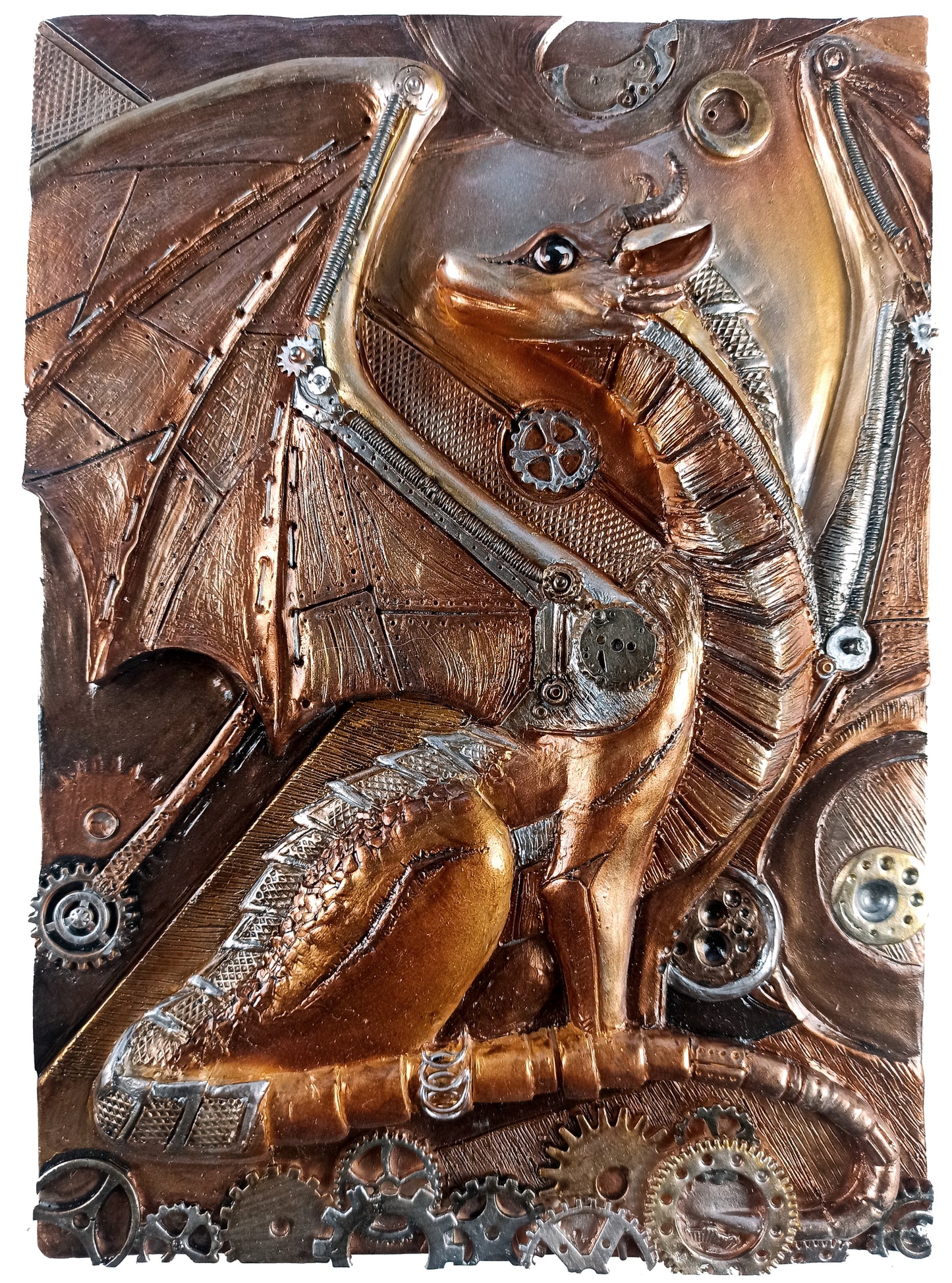 Bas-relief Steampunk dragon