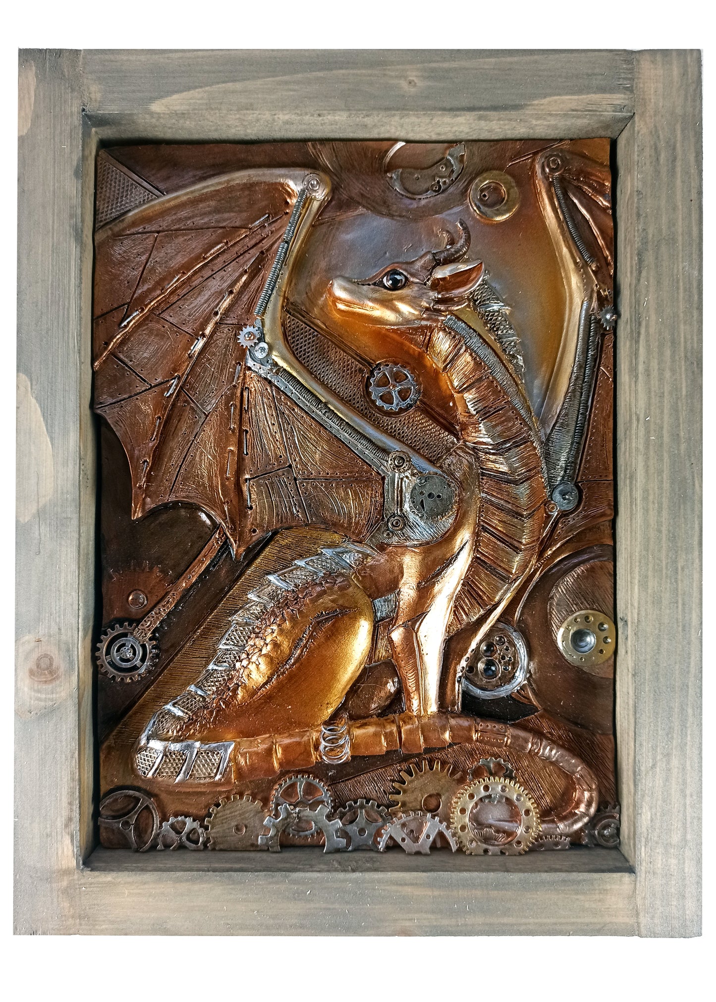 Bas-relief Steampunk dragon