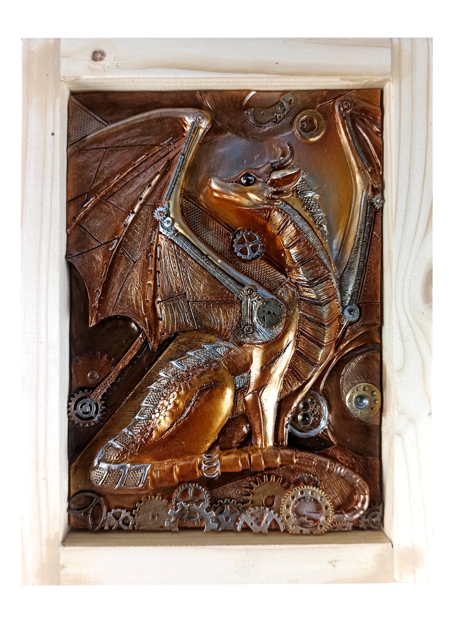 Bas-relief Steampunk dragon