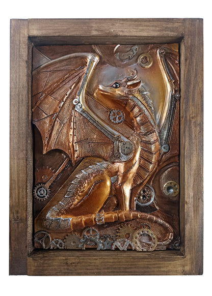 Bas-relief Steampunk dragon