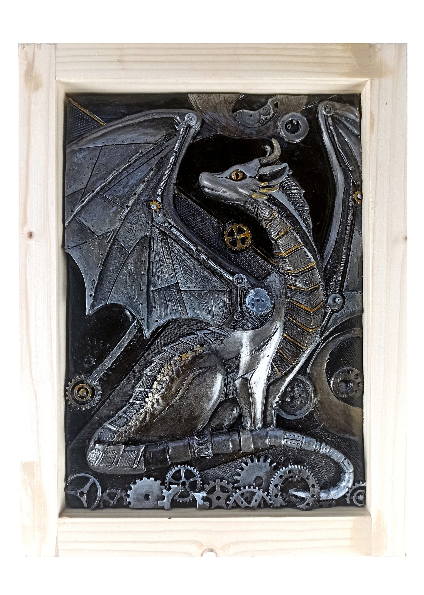 Bas-relief Steampunk dragon