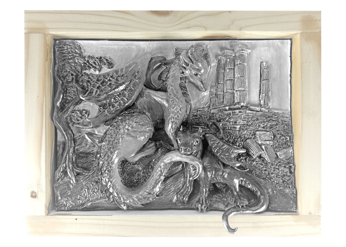 Unpainted Bas-relief dragon family to customize