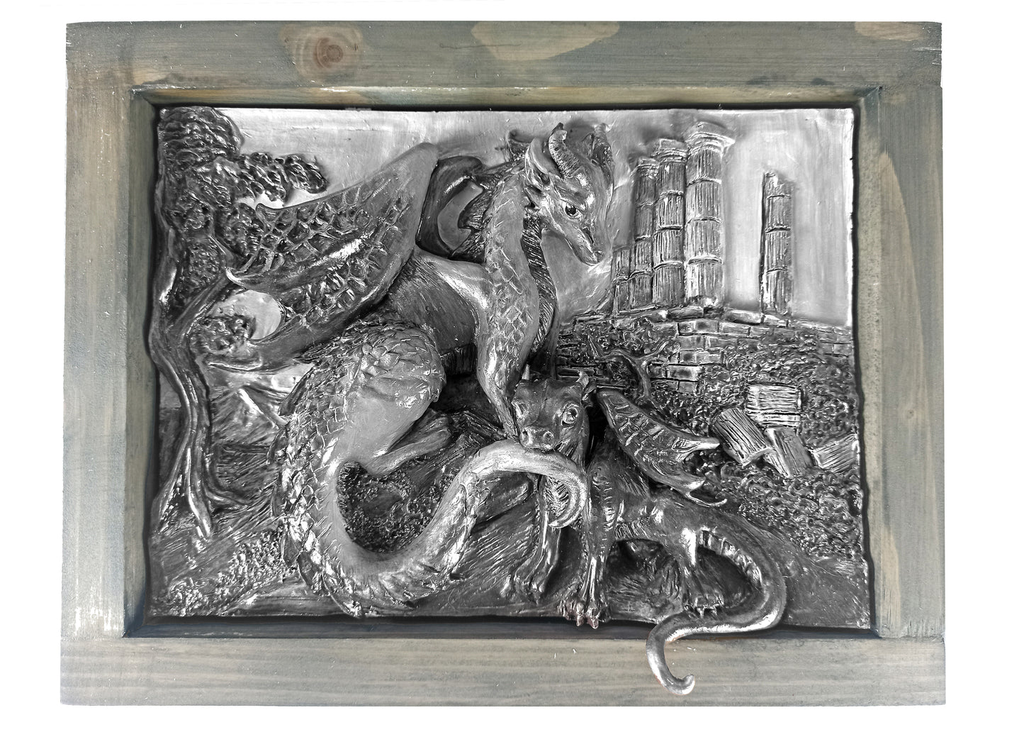 Unpainted Bas-relief dragon family to customize