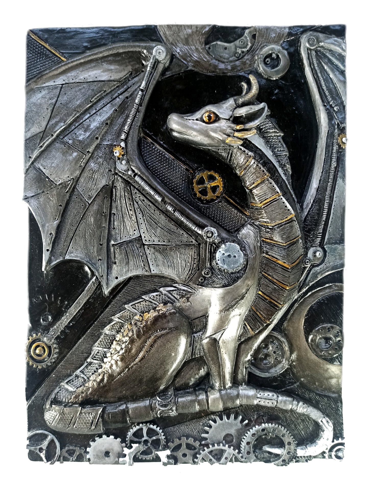 Bas-relief Steampunk dragon