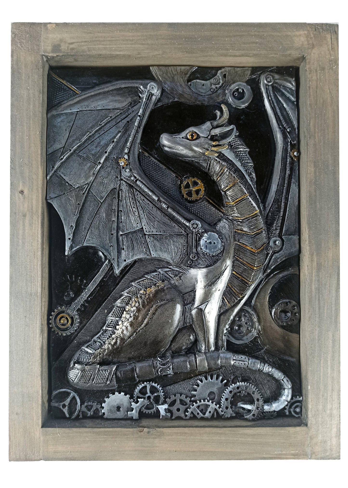 Bas-relief Steampunk dragon