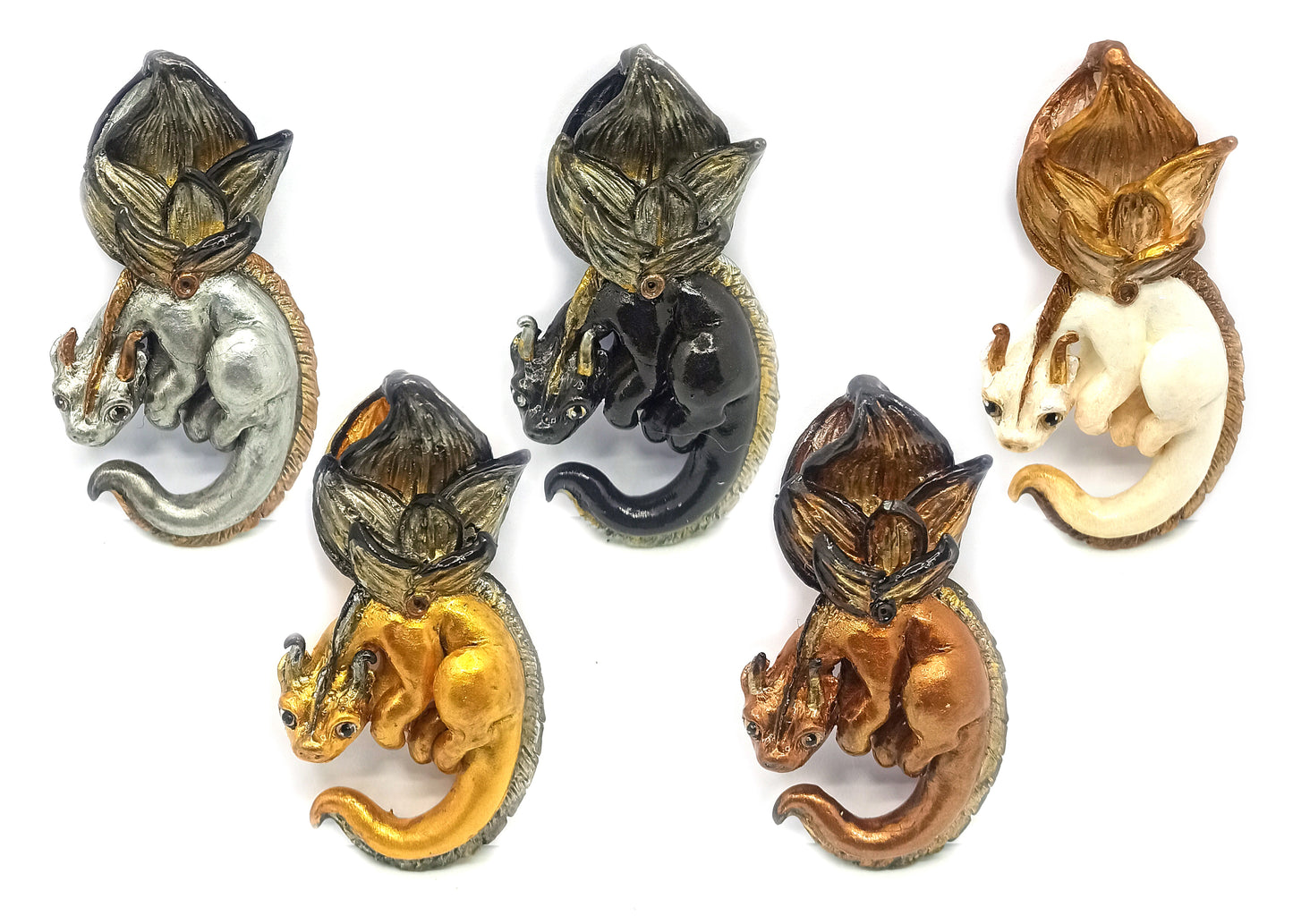 Leaf-Winged Mini Dragons Pendants and Magnets version 2